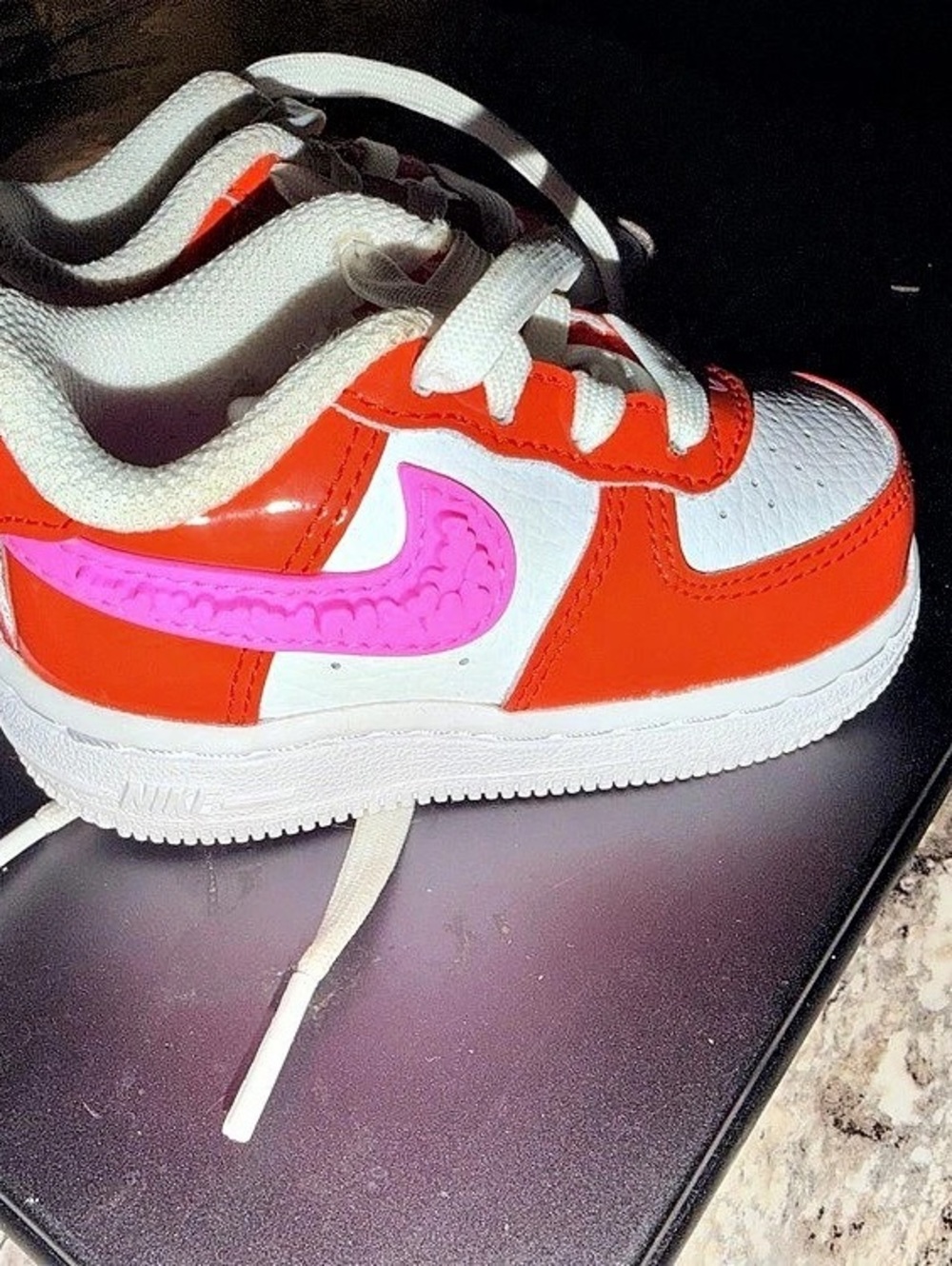 Nike Air Force 1 Sneakers Orange & Pink toddler Girls US 4 like new